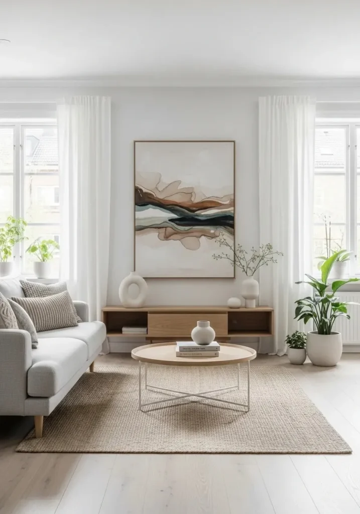 Simple Scandinavian living room decor styling