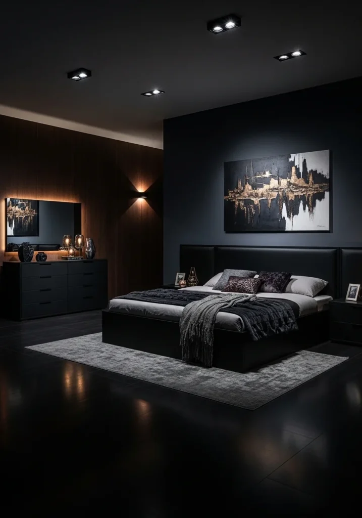 all black bedroom set bold furniture ideas modern dark bedroom design