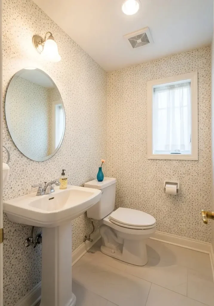 small pattern bathroom wallpaper perfect for compact powder rooms