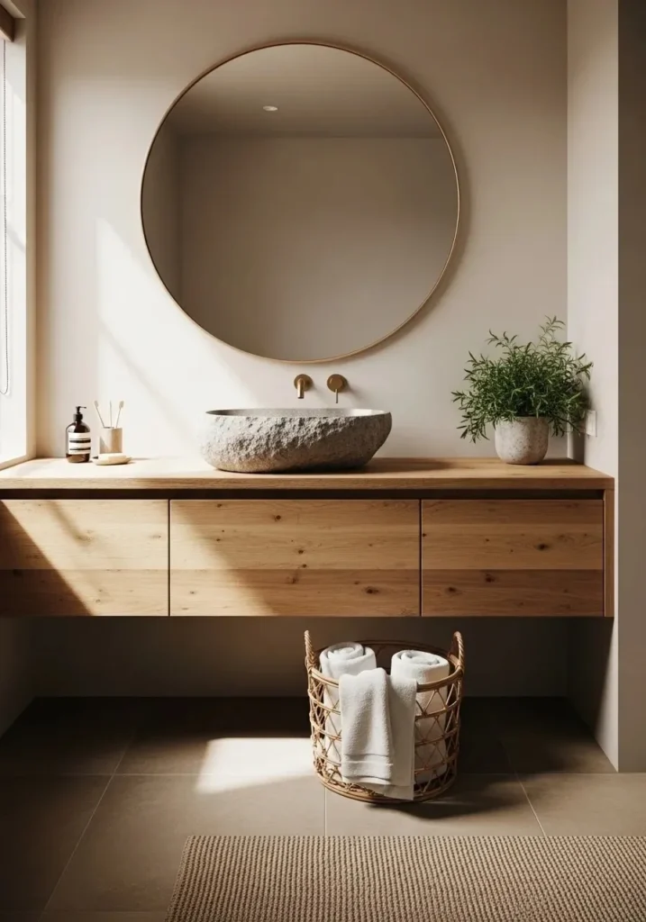 primary bathroom ideas natural materials textures modern