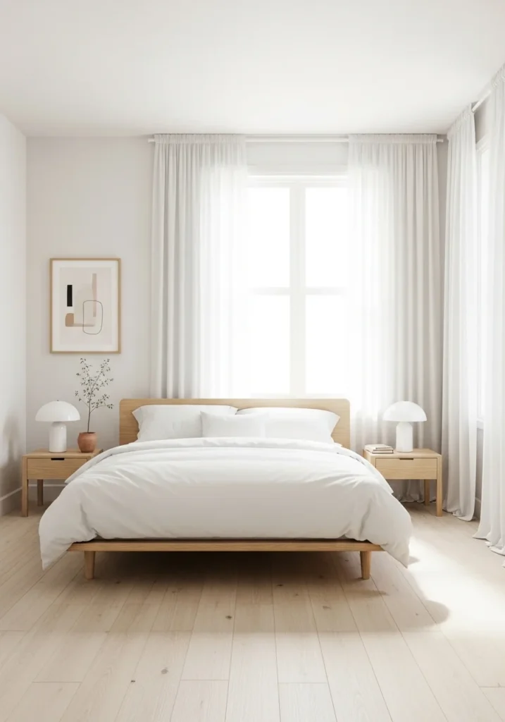 minimalist white furniture bedroom clean modern design ideas