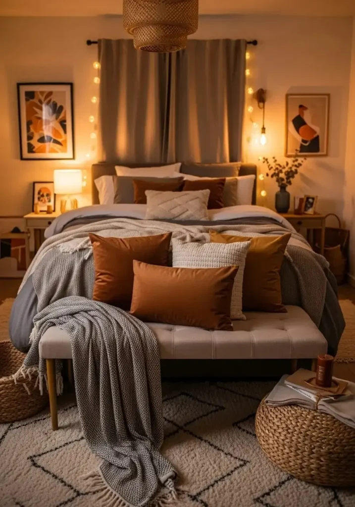 styled bedroom bench decor layering bedroom bench ideas cozy look