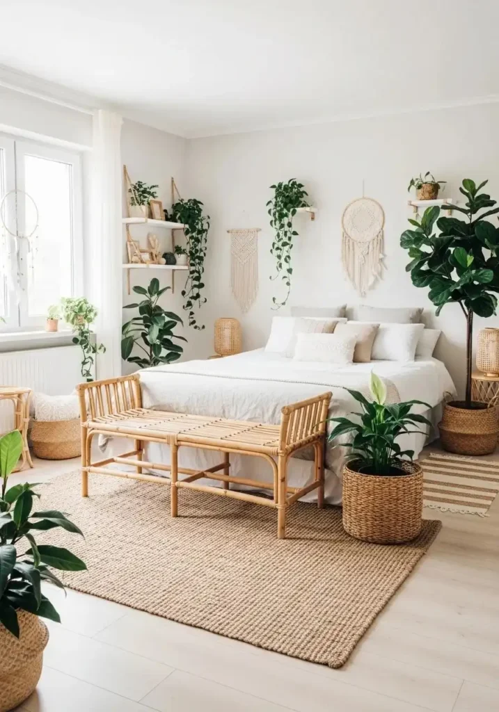 rattan bench bedroom boho bedroom bench ideas natural texture