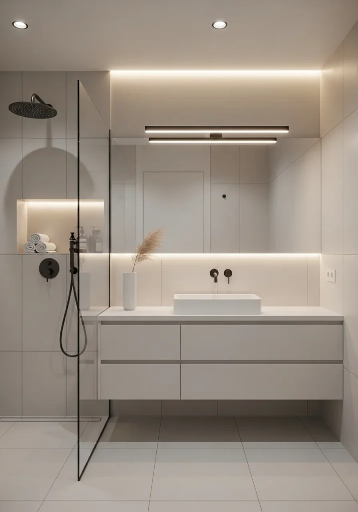 matte white bathroom finishes creating a soft modern and calming look