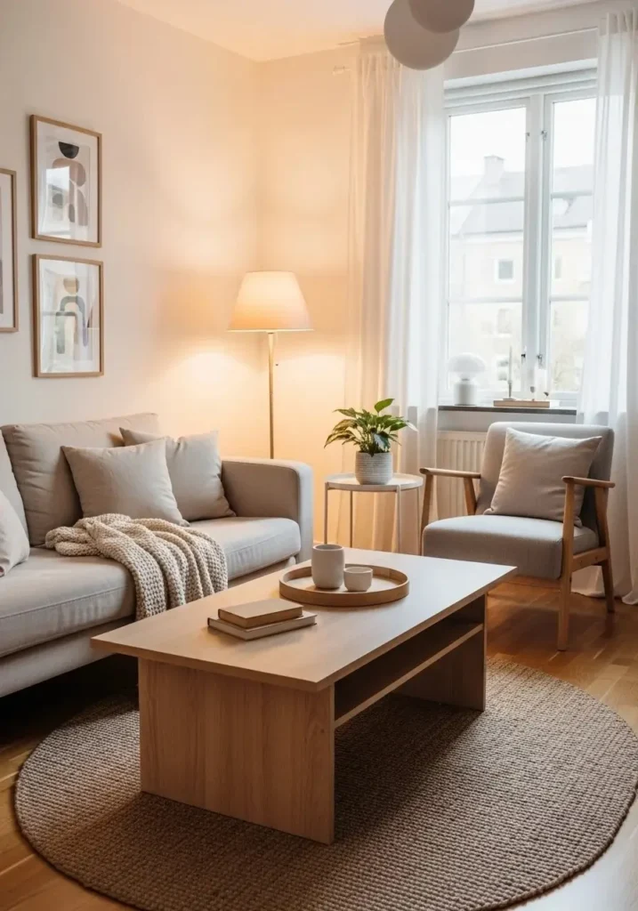 Simple coffee table in Scandinavian living room