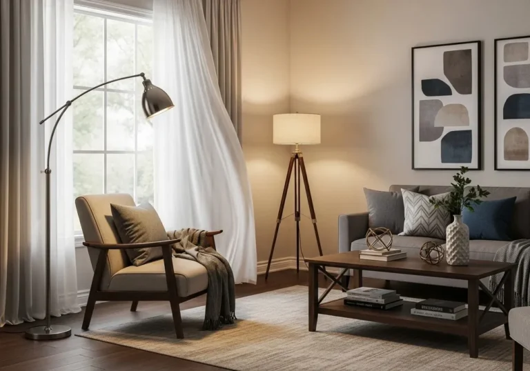 Living room with floor lamps for living room Look beautiful.
