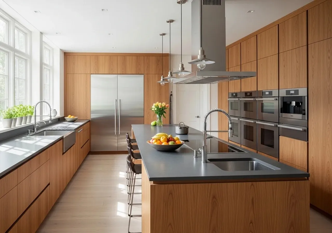 Beautiful long kitchen layout look