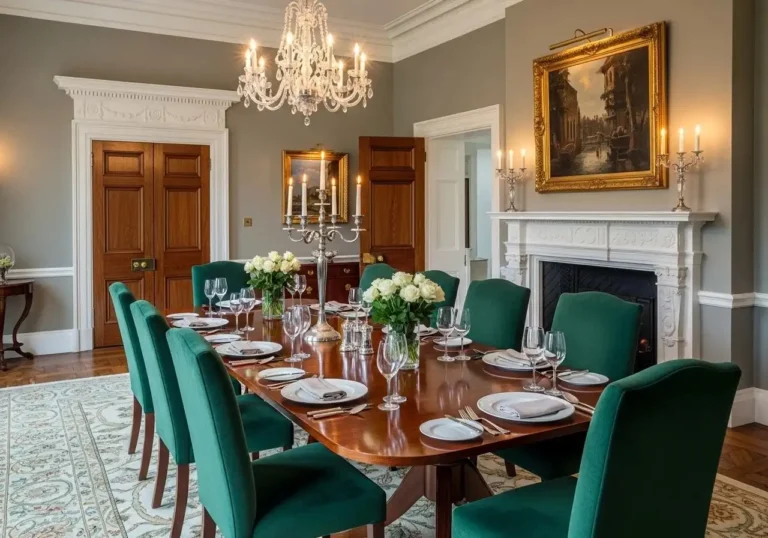 Full view of dining room with table look