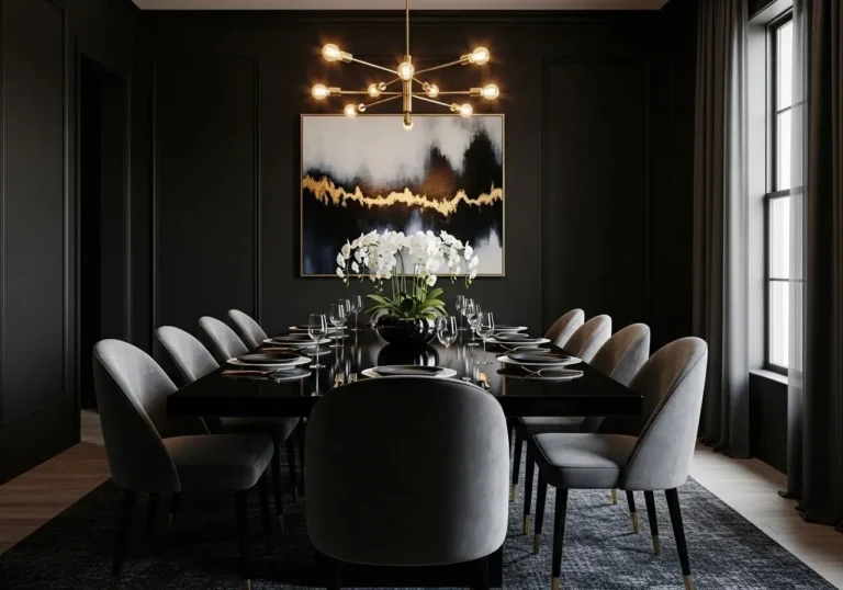 Beautiful black dining room look