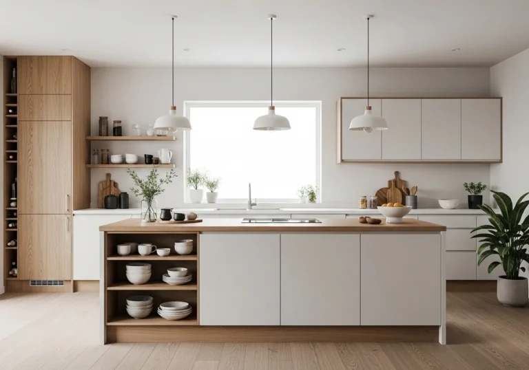 Beautiful japandi kitchen look full view