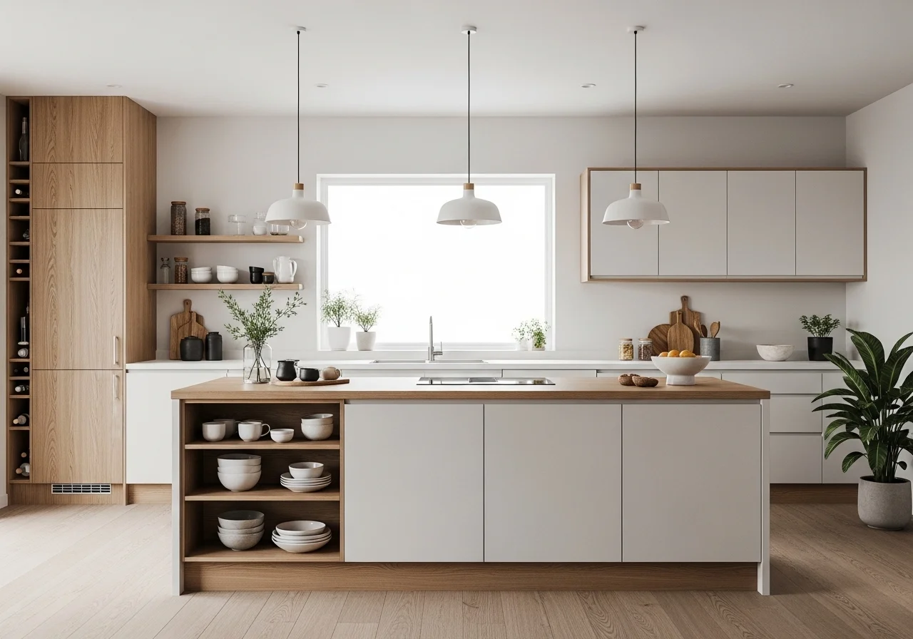 Beautiful japandi kitchen look full view