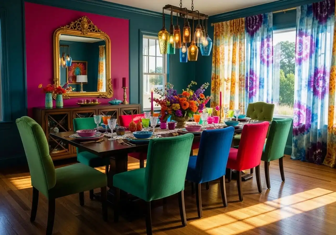 Beautiful color drenched dining room look