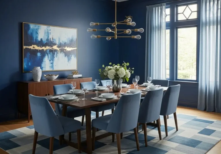 Full view of blue dining room look