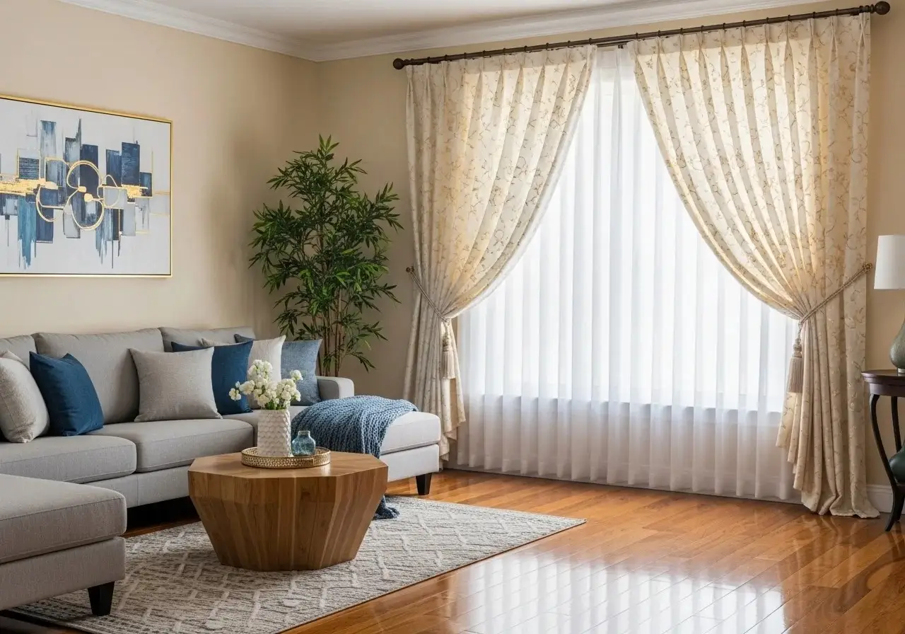 Beautiful living room with curtains look