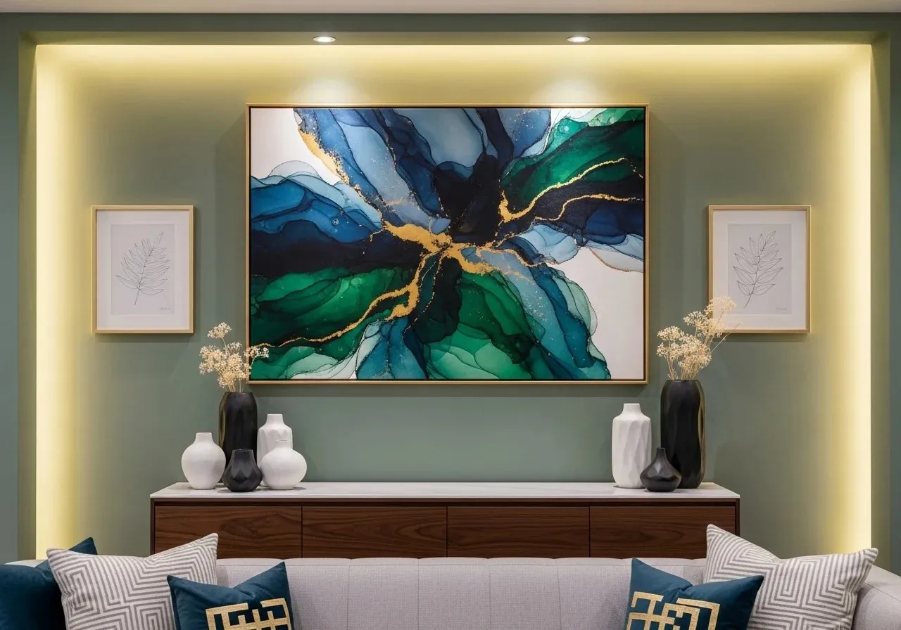 Full view of Beautiful wall decor for living room look