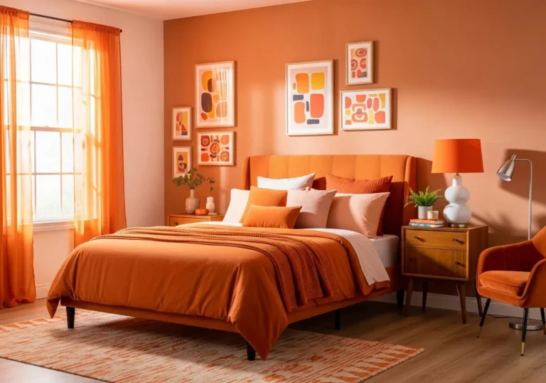 Beautiful orange bedroom look