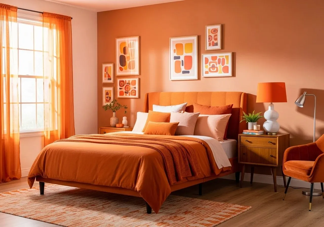 Beautiful orange bedroom look