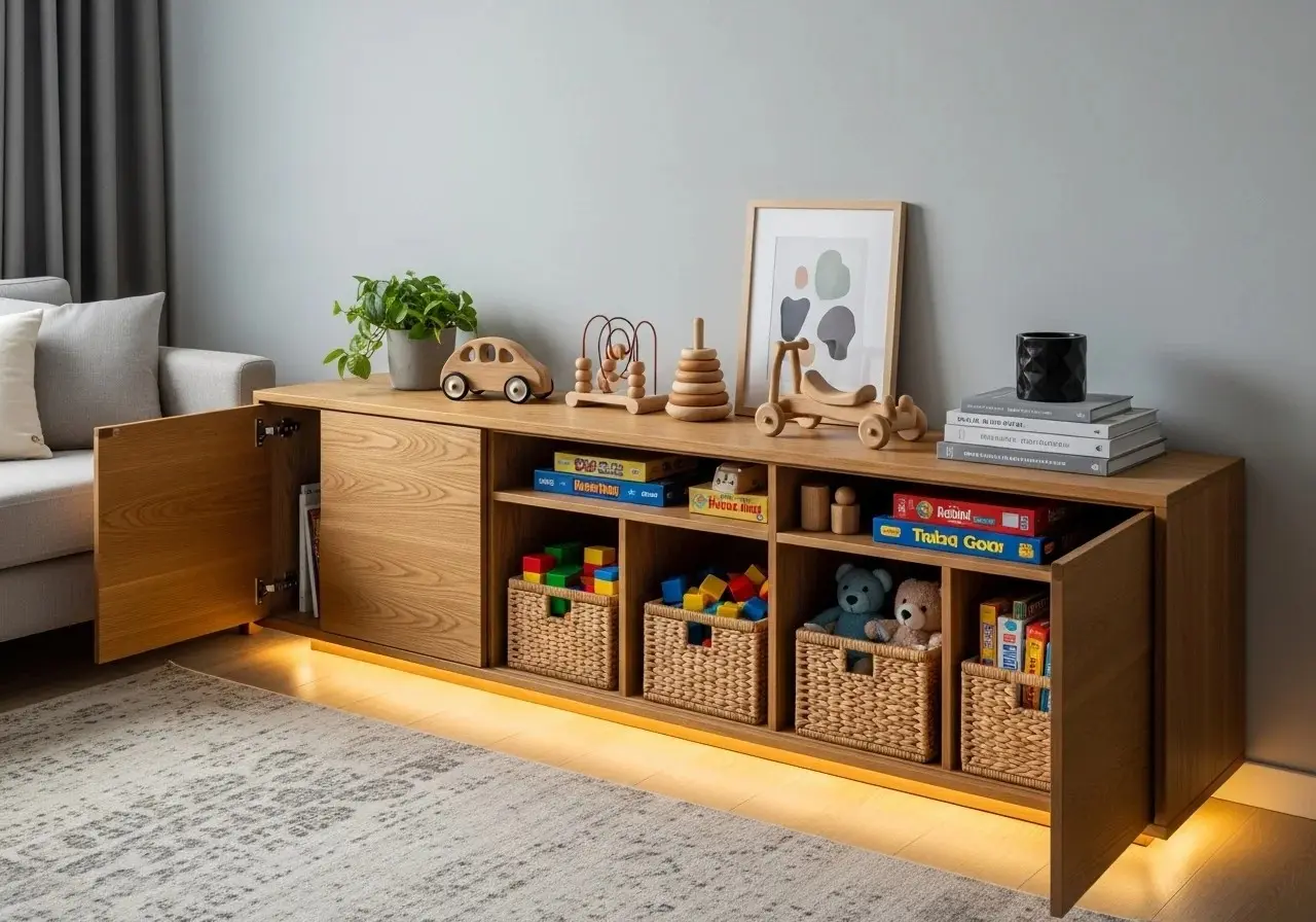 Beautiful toy storage for living room look