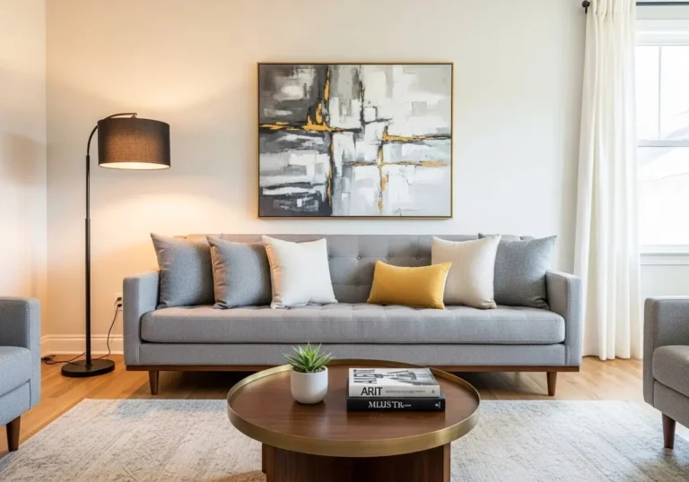 Beautiful grey couch living room look