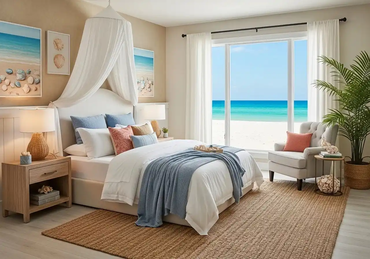 Beautiful beach bedroom look