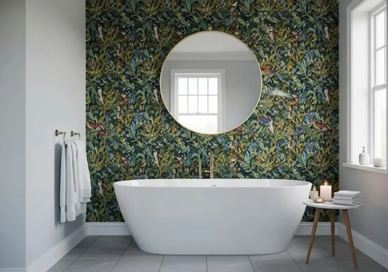 Beautiful bathroom wallpaper look