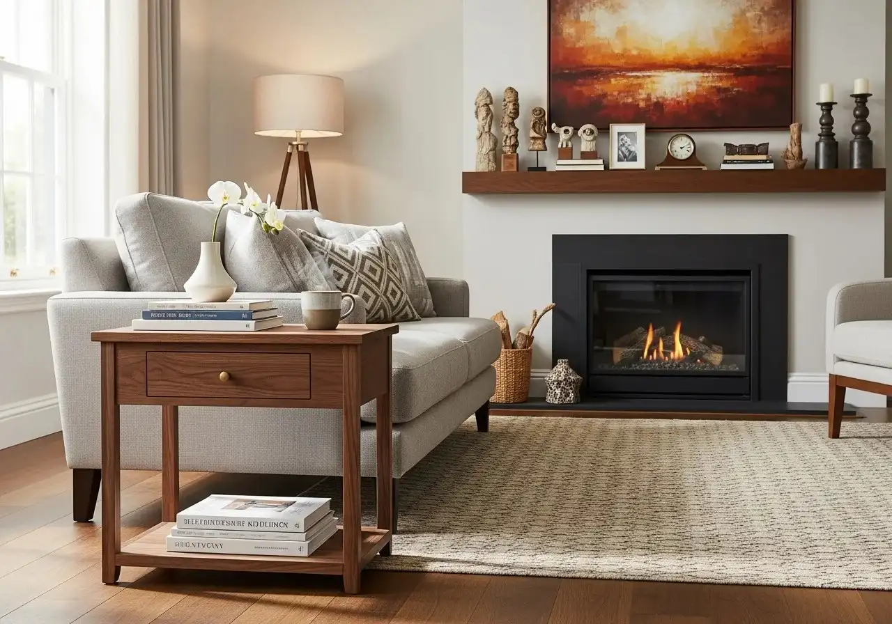 Beautiful living room with descent side table look