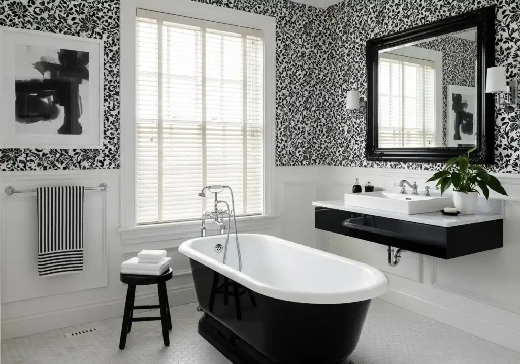 Beautiful black and white bathroom look