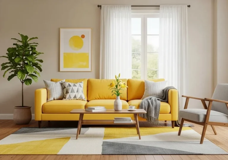 beautiful yellow couch living room look