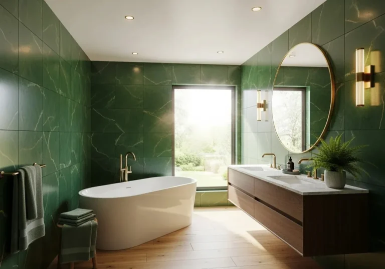 Beautiful green bathroom look