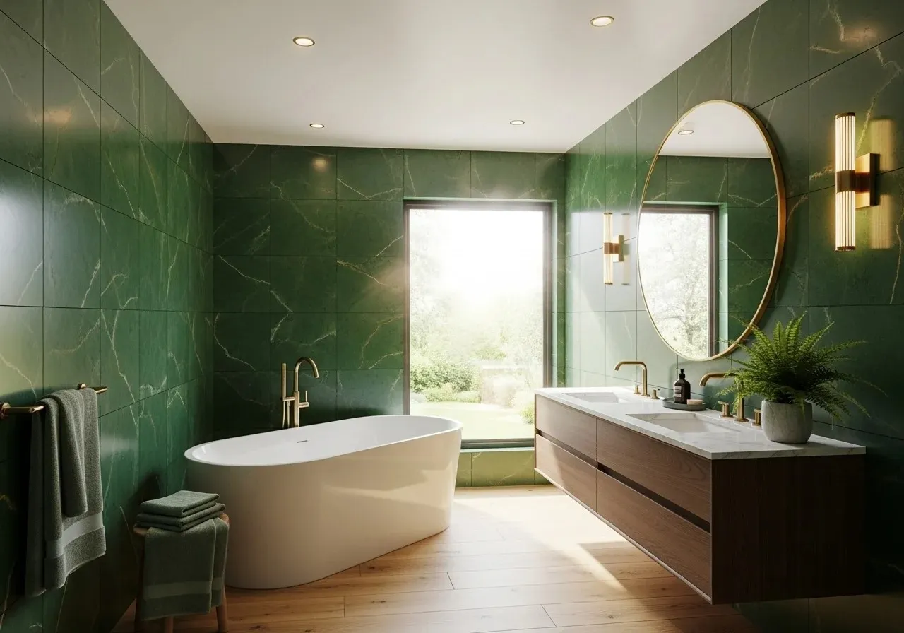Beautiful green bathroom look