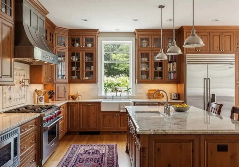 Beautiful kitchen with wood cabinets look