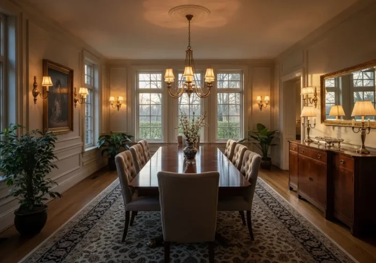 Dining room with beautiful lighting look