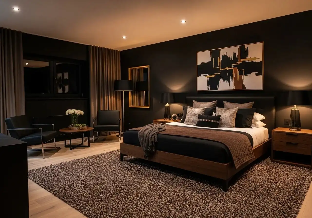 Beautiful black and brown bedroom look