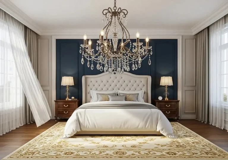 Beautiful bedroom chandelier look