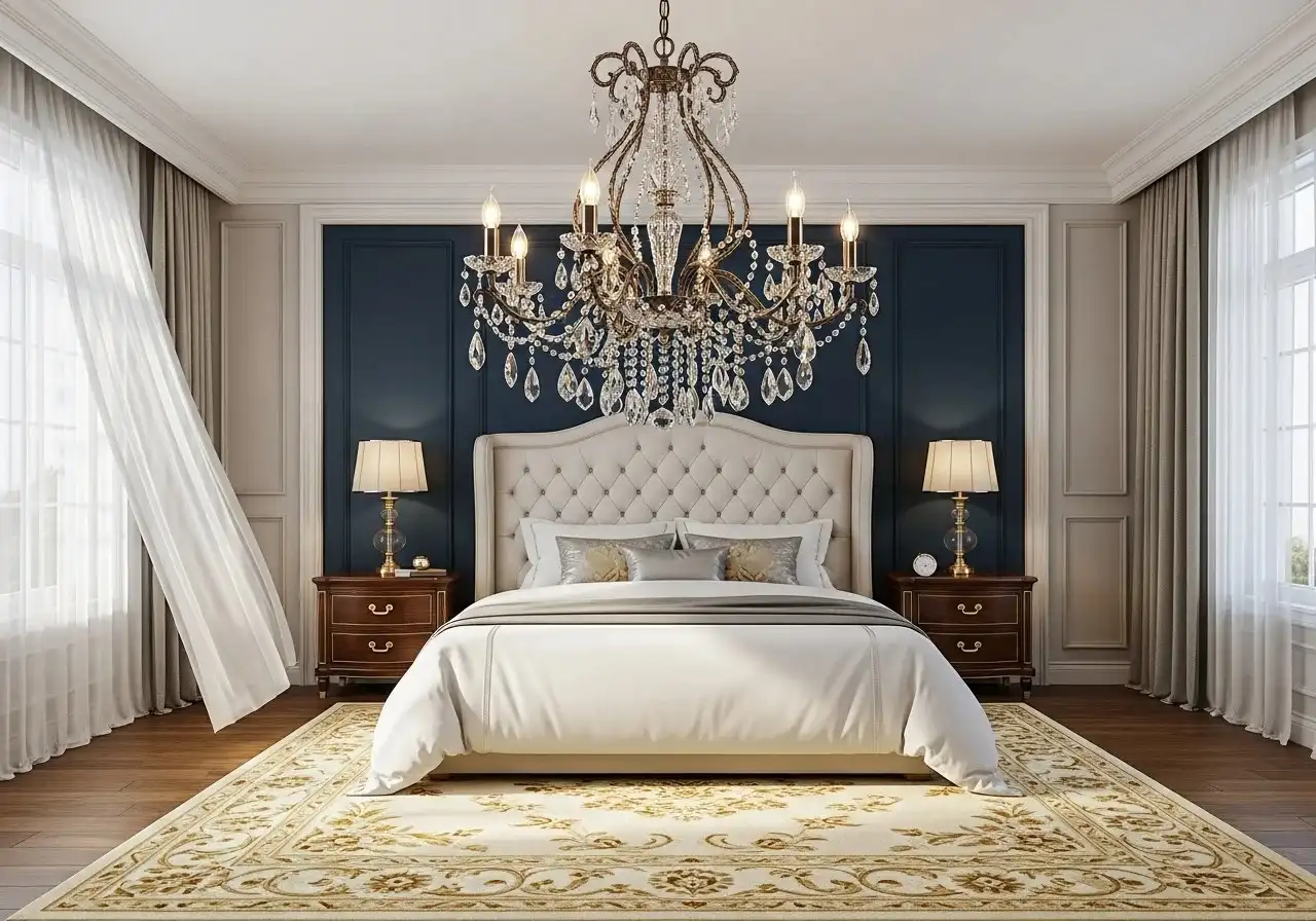 Beautiful bedroom chandelier look