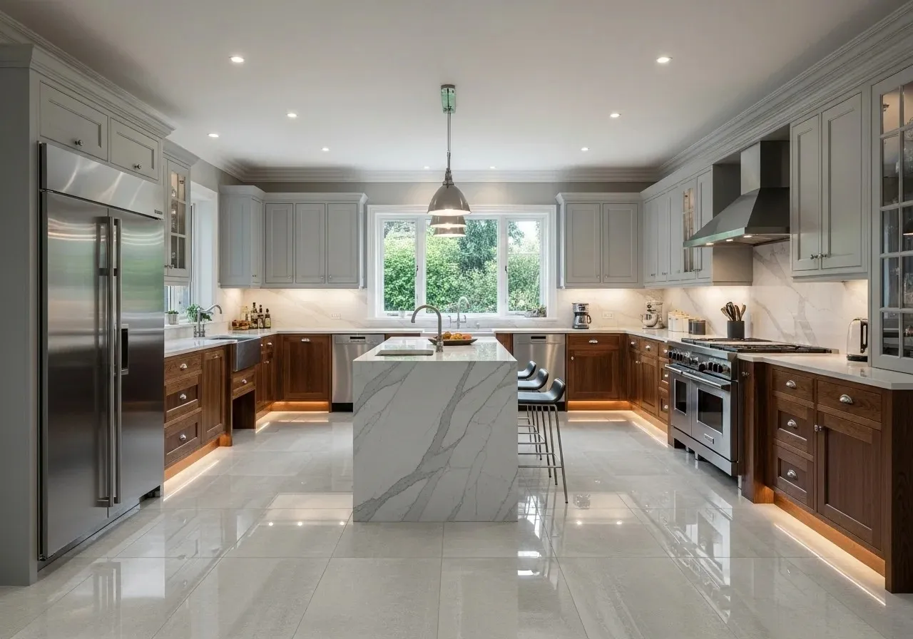 Kitchen with kitchen tile floor look