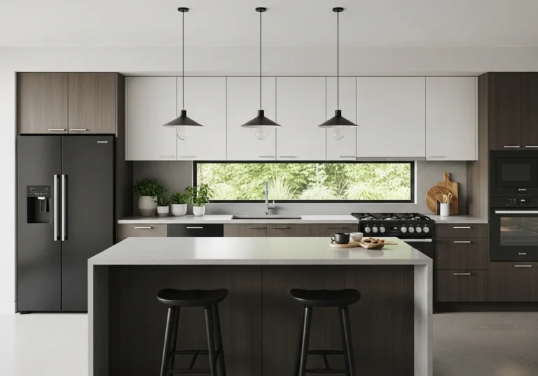 Beautiful kitchen with black appliances look