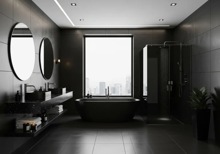 Beautiful full black bathroom look