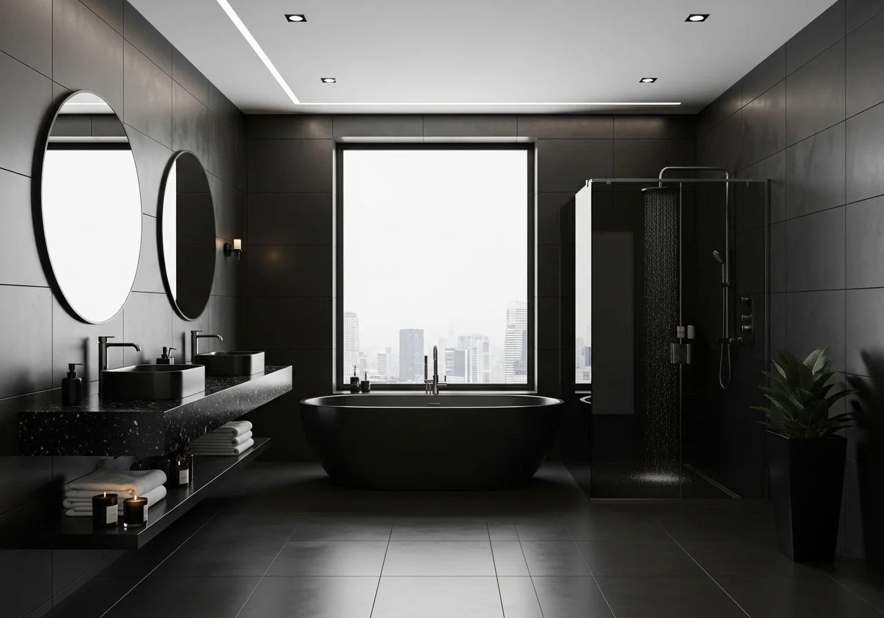 Beautiful full black bathroom look