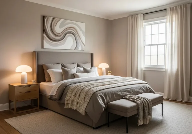 Beautiful taupe bedroom look